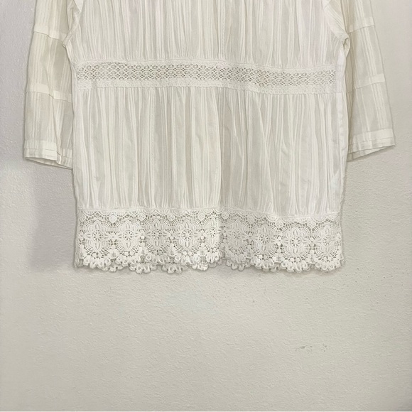 Maje Crochet Lace Yoke Button Back Cotton Top Ivory Small - Picture 9 of 16